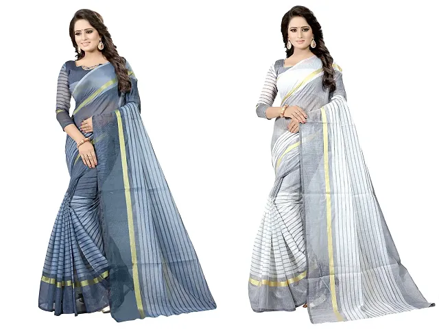 New In Cotton Silk Saree with Blouse piece 