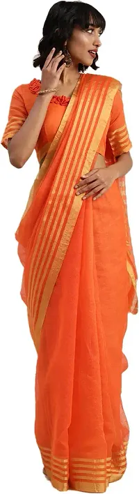 Stylish Fancy Cotton Blend Saree With Blouse Piece For Women Pack Of 1-thumb2