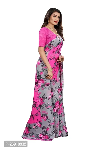 Elegant Georgette Printed Women Saree with Blouse piece-thumb3