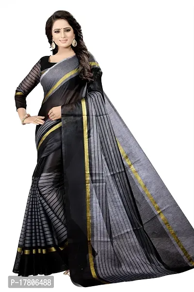 Women Stylish Cotton Silk Self Pattern Saree with Blouse piece-thumb3