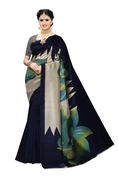 Attractive Art Silk Printed Sarees With Blouse Piece