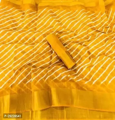 Stylish Cotton Silk Yellow  Saree with Blouse piece For Women-thumb0