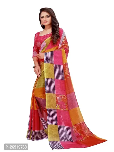 Elegant Georgette Printed Women Saree with Blouse piece-thumb2