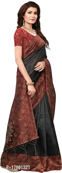 Women Stylish Art Silk Printed Saree with Blouse piece-thumb2