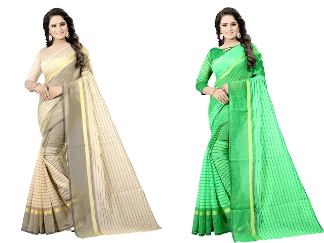 Glamorous Cotton Silk Saree with Blouse piece 