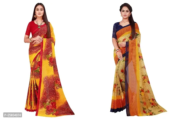 Buy Anand Sarees Printed Daily Wear Georgette Red Sarees Online @ Best  Price In India | Flipkart.com