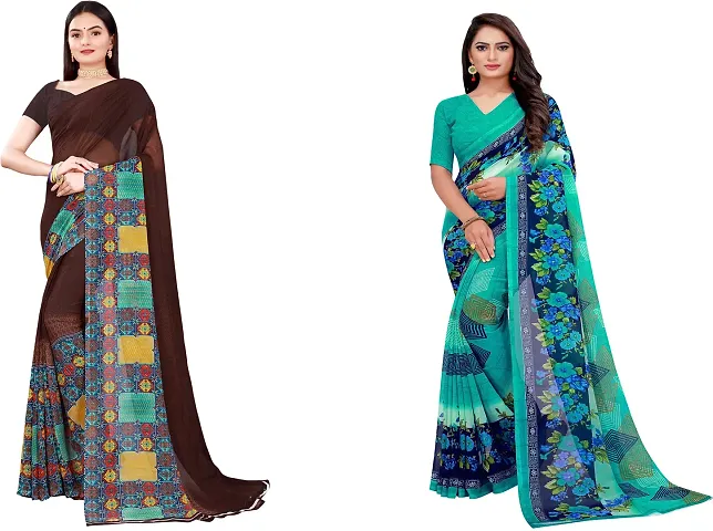 Beautiful Georgette Saree With Blouse Piece Pack Of 2