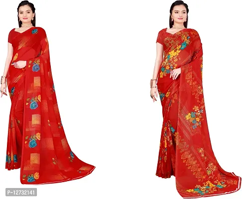 Stylish Fancy Georgette Saree With Blouse Piece For Women Pack Of 2