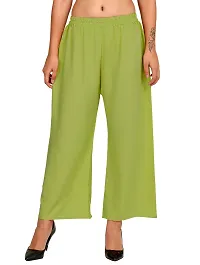 Stunning Green Crepe Solid Palazzo For Women-thumb1