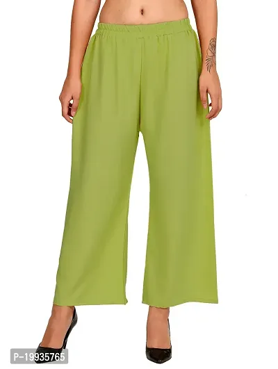 Stunning Green Crepe Solid Palazzo For Women-thumb2