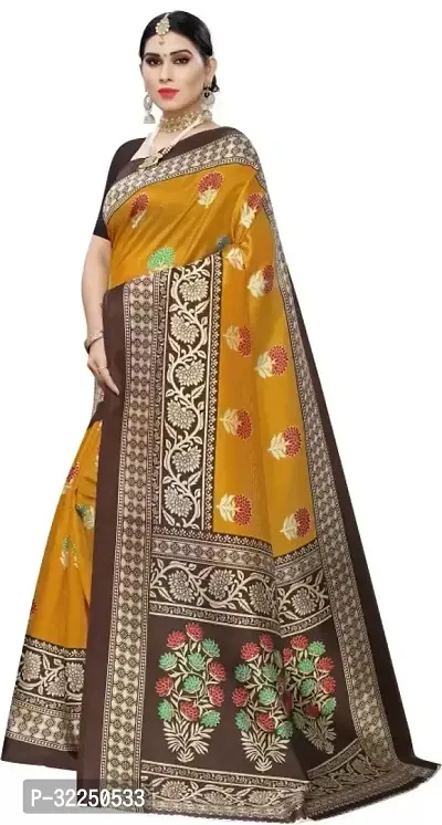 Stylish Mustard Cotton Silk Woven Design Saree with Blouse piece For Women-thumb2