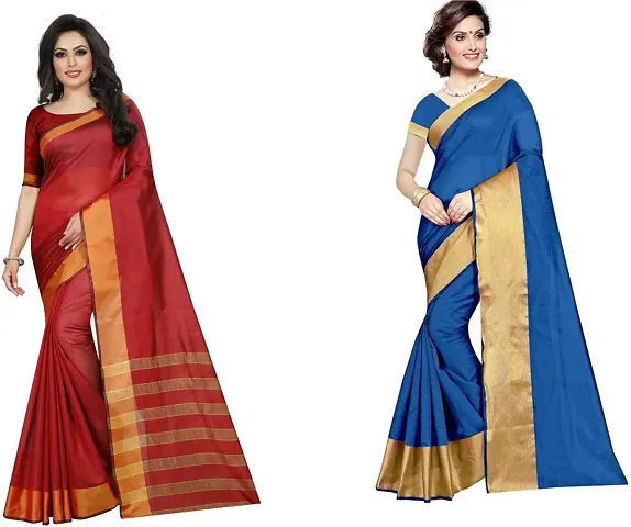 Stylish Fancy Silk Saree With Blouse Piece For Women Pack Of 2