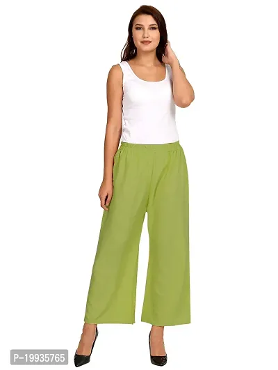 Stunning Green Crepe Solid Palazzo For Women-thumb0