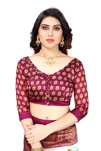 Stylish Wine Cotton Silk Woven Design Saree with Blouse piece For Women-thumb3