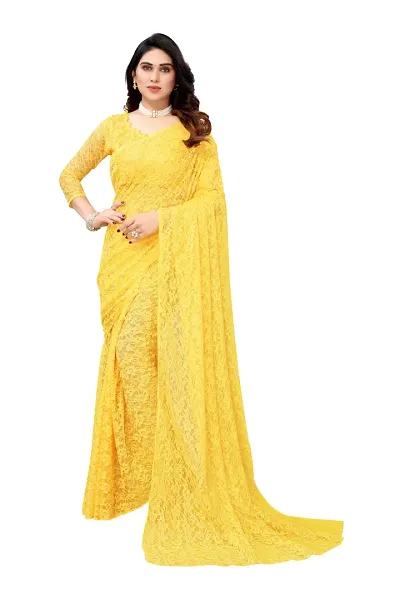 Stylish Net Saree with Blouse piece For Women