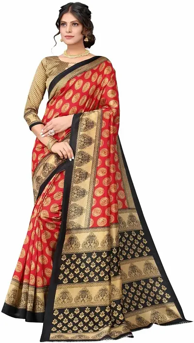 Trending Art Silk Saree with Blouse piece 