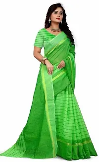 Women Stylish Cotton Silk Striped Saree with Blouse piece-thumb1