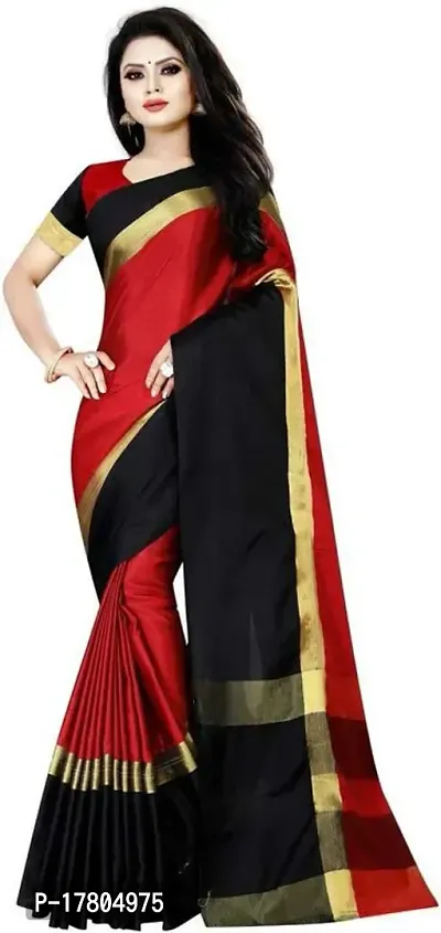 Women Stylish Silk Blend Self Pattern Saree with Blouse piece-thumb0