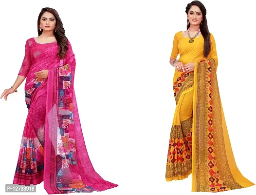 Stylish Fancy Georgette Saree With Blouse Piece For Women Pack Of 2-thumb0