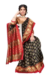 Stylish Black Cotton Silk Woven Design Saree with Blouse piece For Women-thumb1