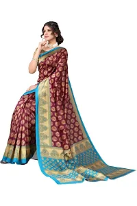 Stylish Multicoloured Cotton Silk Woven Design Saree with Blouse piece For Women-thumb1