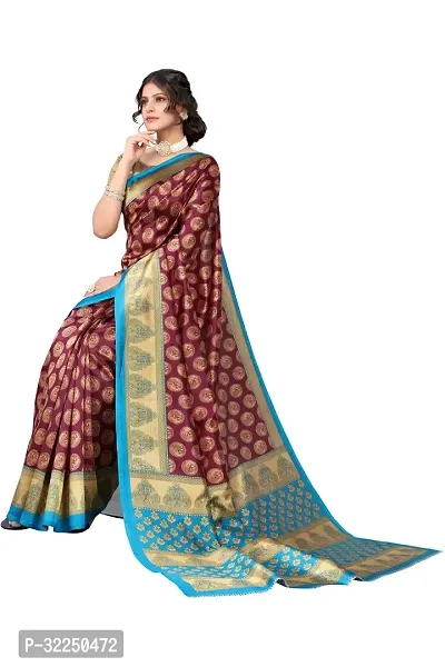 Stylish Multicoloured Cotton Silk Woven Design Saree with Blouse piece For Women-thumb2