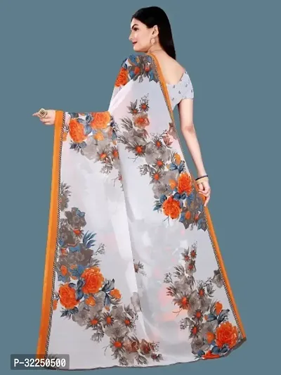 Stylish Orange Cotton Silk Printed Saree with Blouse piece For Women-thumb3