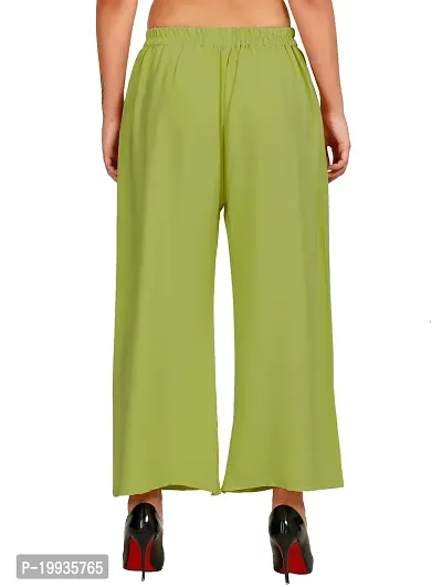 Stunning Green Crepe Solid Palazzo For Women-thumb3