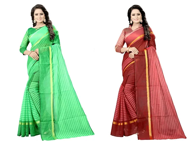 Trending Cotton Silk Saree with Blouse piece 