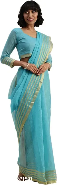 Stylish Fancy Cotton Blend Saree With Blouse Piece For Women Pack Of 1-thumb3