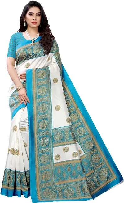 Attractive Art Silk Printed Saree with Blouse piece