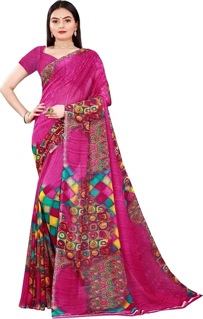 Stylish Fancy Georgette Saree With Blouse Piece For Women