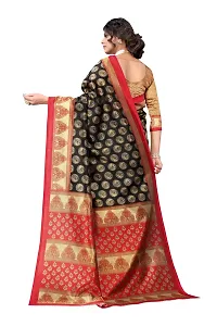 Stylish Black Cotton Silk Woven Design Saree with Blouse piece For Women-thumb3