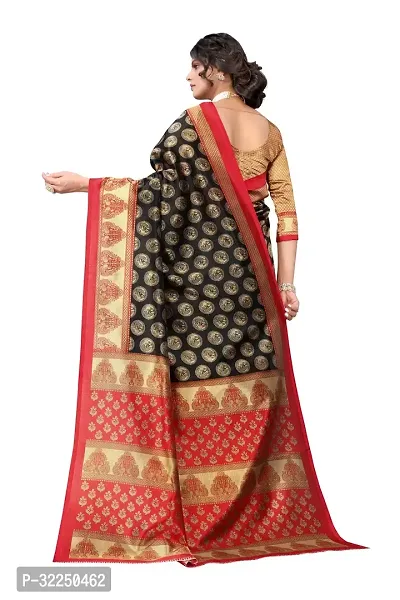 Stylish Black Cotton Silk Woven Design Saree with Blouse piece For Women-thumb4