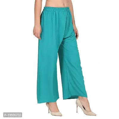 Stunning Green Crepe Solid Palazzo For Women-thumb5