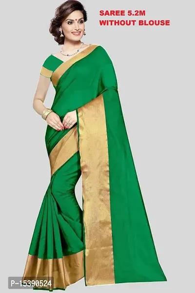 Women  Cotton Silk Solid Daily Wear Saree Without Blouse-thumb0