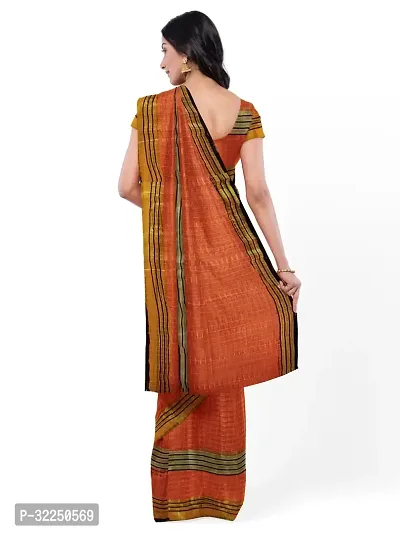 Stylish Orange Cotton Silk Solid Saree with Blouse piece For Women-thumb4