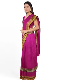 Stylish Pink Cotton Silk Solid Saree with Blouse piece For Women-thumb2