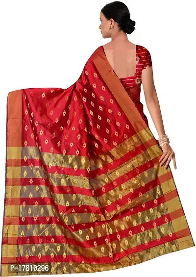 Women Stylish Cotton Blend Striped Saree with Blouse piece-thumb3