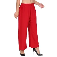 Stunning Red Crepe Solid Palazzo For Women-thumb4