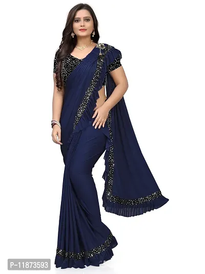 Stylish Net Solid Saree With Blouse Piece For Women-thumb5