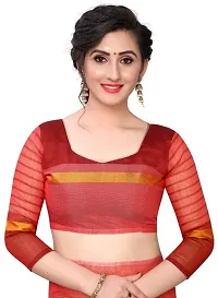 Women Stylish Cotton Silk Striped Saree with Blouse piece-thumb2