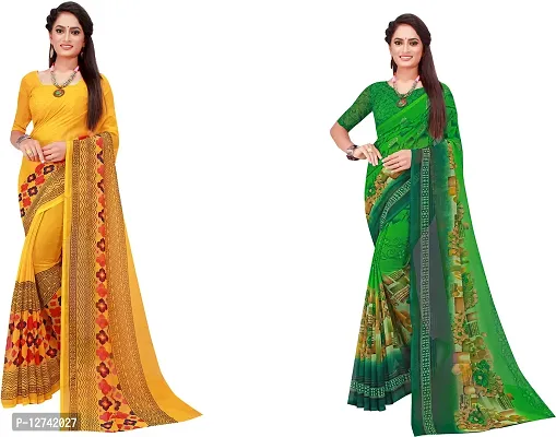 Stylish Fancy Georgette Saree With Blouse Piece For Women Pack Of 2-thumb0