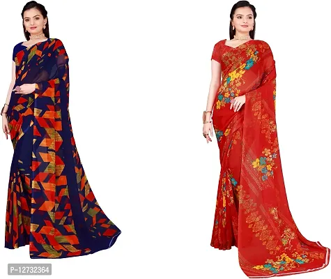 Stylish Fancy Georgette Saree With Blouse Piece For Women Pack Of 2