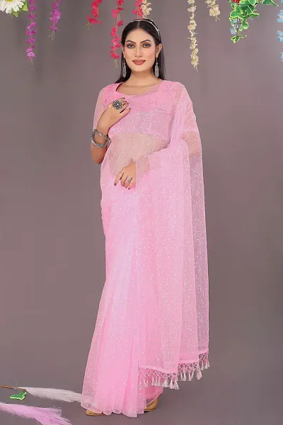 Elegant Net Saree with Blouse piece 