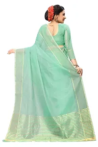 Stylish Green Cotton Silk Solid Saree with Blouse piece For Women-thumb2