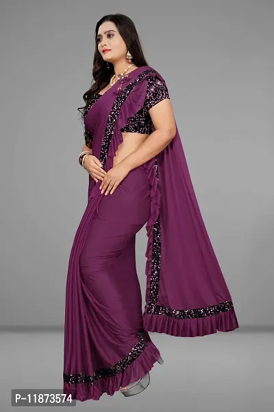 Stylish Fancy Lycra Saree With Blouse Piece For Women Pack Of 1-thumb3