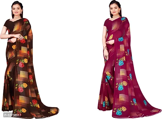 Stylish Fancy Georgette Saree With Blouse Piece For Women Pack Of 2