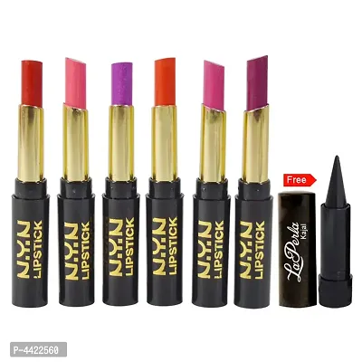 Moisturizing Matte Shiny Rich Col Lipstick Pack Of 6 Free Kajal