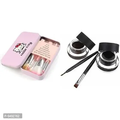 Hello Kitty Makeup Brush Set Music Flower Black and Brown Gel Eyeliner With brush 32 g-thumb0